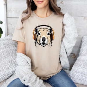 Capybara Headphones Shirt, Cool Capybara Shirt, Cute Capybara, Capybara Meme, Animal Lover Gift, Capybara gift, Retro Capybara