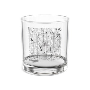 Vaso de cóctel con el mapa de Minneapolis, Minnesota, vaso con el mapa de Minnesota, regalo único de Minneapolis