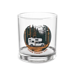 Truck Camper Life Rocks Glass, Truck Camper Gift, RV Living Gift, Camping Gift, Nomad Gift, Van Life Gift, Trucker Gift, Overlanding Gift image 1