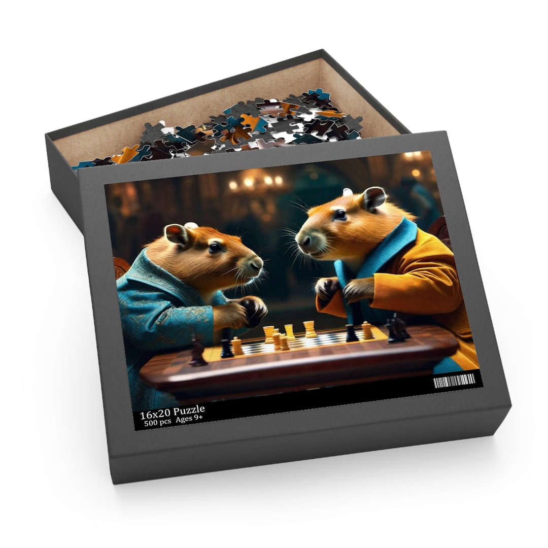 Puzzle, Capybara Playing Chess Jigsaw Puzzle, Fun Family Jigsaw Puzzle ...