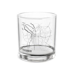 Kaart van Montgomery, cocktailglas Alabama, kaart van Montgomery Rocks Glass, uniek cadeau Alabama, kaart van Alabama, cadeau Montgomery, Alabama