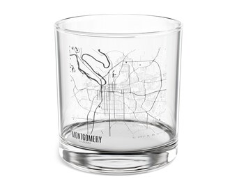 Map of Montgomery, Alabama Cocktail Glass, Map of Montgomery Rocks Glass, Unique Alabama Gift, Map Of Alabama, Montgomery Alabama Gift