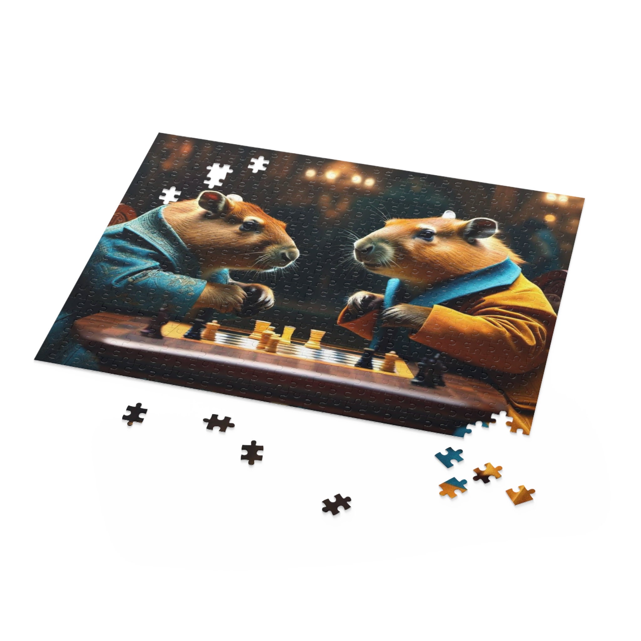 Puzzle, Capybara Playing Chess Jigsaw Puzzle, Fun Family Jigsaw Puzzle ...