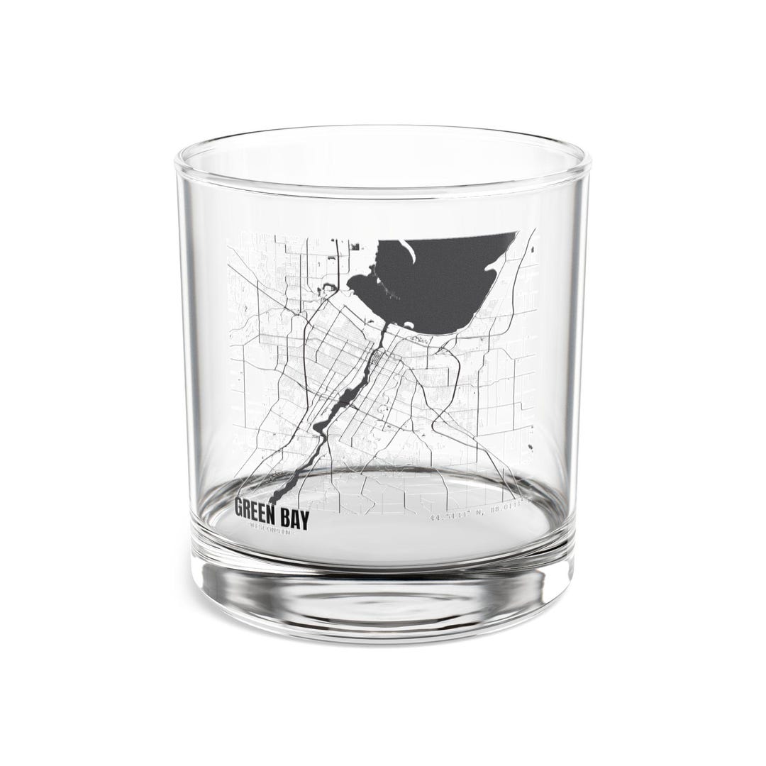 Map of Green Bay Wisconsin Cocktail Glass, Map of Green Bay Rocks Glass ...