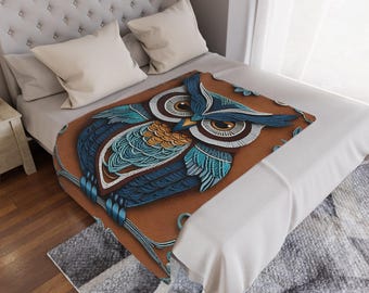 Owl Throw Microfiber Blanket, Gifts For Owl Lovers, Cozy Winter Blanket, Animal lover Gift, Owl Throw, Camping Blanket, Cozy Blanket