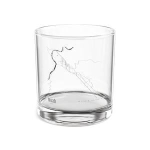 Vaso de cóctel con el mapa de Moab, Utah, vaso con el mapa de Utah, regalo único de Moab, Utah, vaso de whisky de Utah