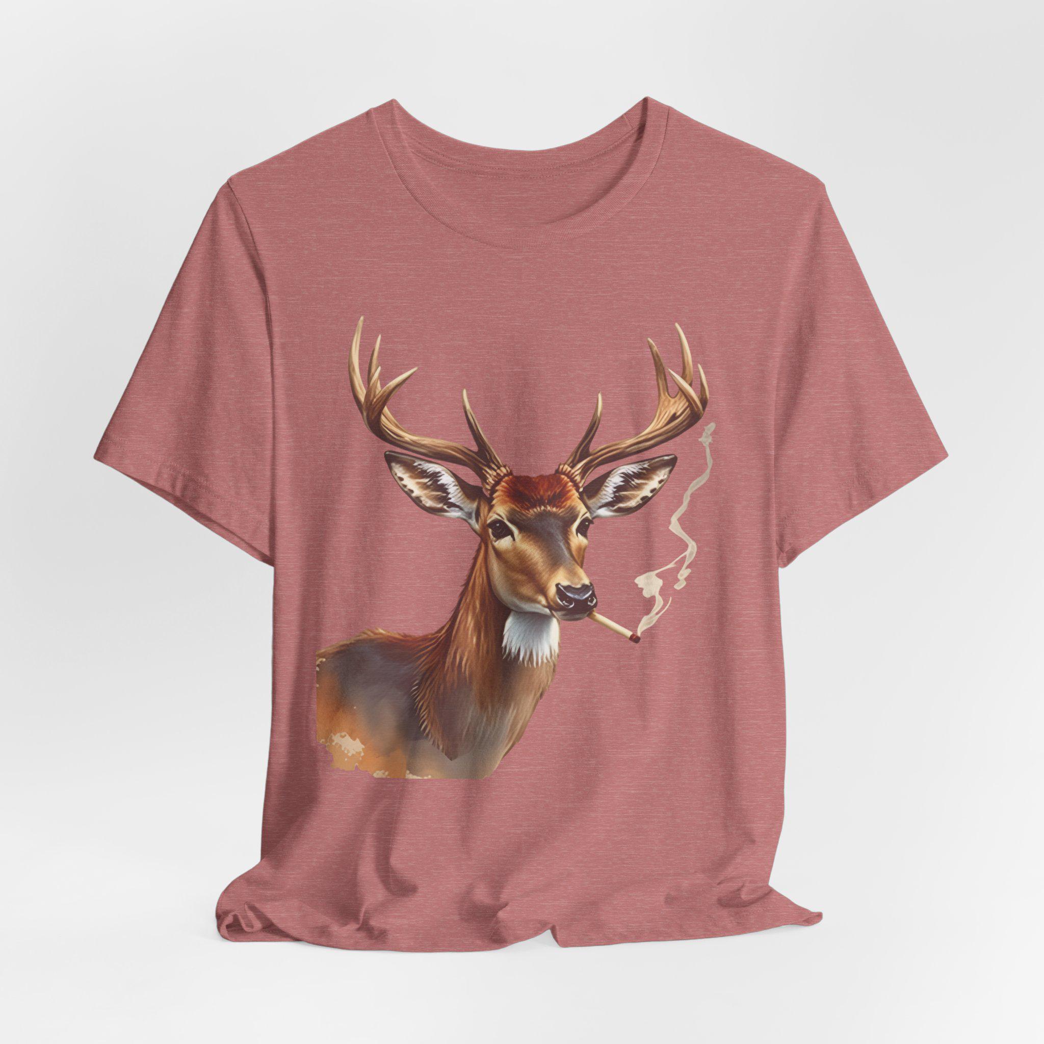 Allergic to Mondays Deer Smoking A Cigarette Funny Vintage Tee