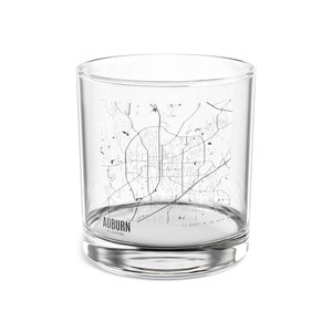 Kaart van Auburn, cocktailglas Alabama, kaart van Auburn Alabama Rocks Glass, uniek cadeau Alabama, kaart van Alabama, cadeau Auburn Alabama
