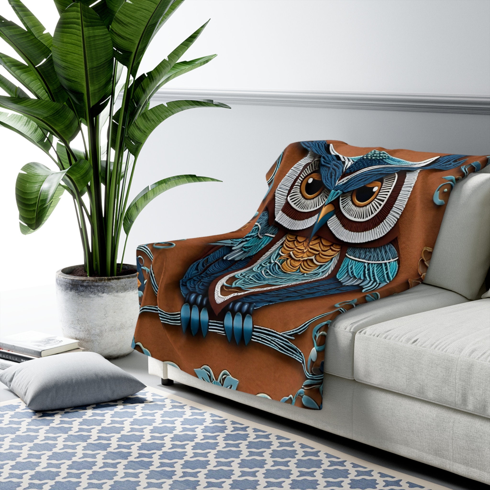 Owl Throw Sherpa Fleece Blanket, Gifts For Owl Lovers, Cool Gift