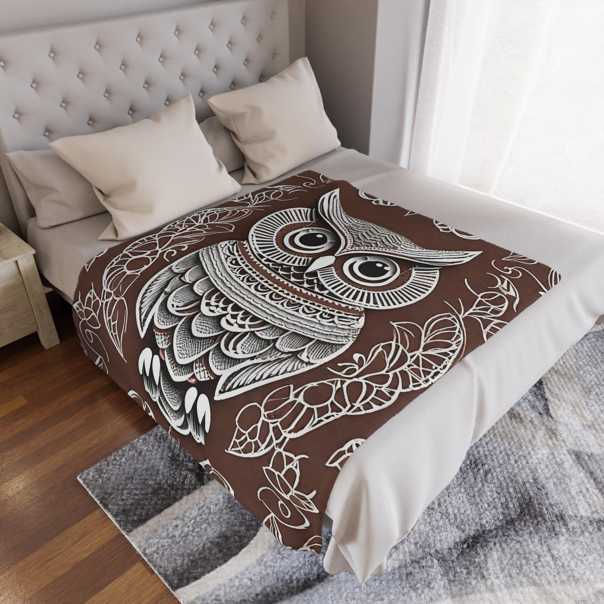 Owl Throw Microfiber Blanket, Gifts For Owl Lovers, Cozy Owl Blanket, Owl Throw, Camping Blanket, An