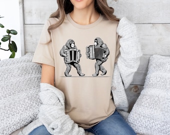 Bigfoot Playing Accordion Shirt, Bigfoot Shirt, Yeti Shirt, Sasquatch Shirt, Bigfoot Gift, Camping Shirt, Outdoors Shirt