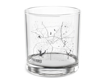 Map of Pinehurst, North Carolina Cocktail Glass, Map of Pinehurst, Unique North Carolina Gift, Map Of North Carolina, Pinehurst NC Map