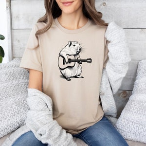 Capybara Playing Guitar Shirt, Capybara Shirt, Cute Capybara, Capybara Gift, Capybara Drawing, Capybara Vintage Shirt