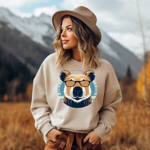 Smart Capybara Glasses Sweatshirt, Cute Capybara Shirt, Capybara Gift, Retro Capybara, Funny Animal Gift, Animal Lover gift