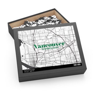 Puzzel, moeilijke Vancouver Washington kaart puzzel, leuke familie puzzel, unieke volwassen puzzel, cadeaus voor koppels