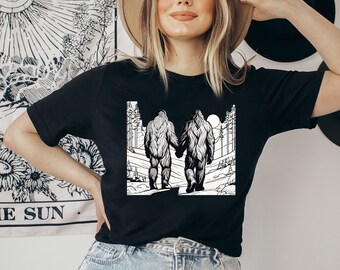 Bigfoot Couple Shirt, Bigfoot Lovers Shirt, Sasquatch Shirt, Yeti Shirt, Yeti Gift, Bigfoot gift, Sasquatch gift