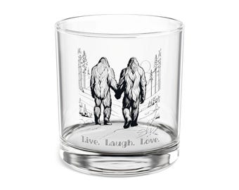 Live Laugh Love Bigfoot Rocks Cocktail Glass, Bigfoot Gift, Sasquatch, Bigfoot Valentine, Bigfoot Lovers, Yeti Gift, Bigfoot Whiskey Glass