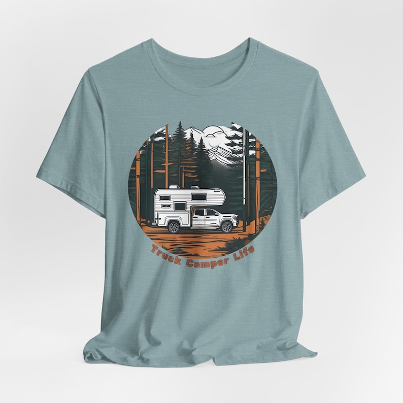 Truck Camper Life Short Sleeve Tee, Truck Camper Shirt, Truck Camper Gift, Nomad Shirt, VanLife, Van Life, Camping Gift, RV Life Gift image 3