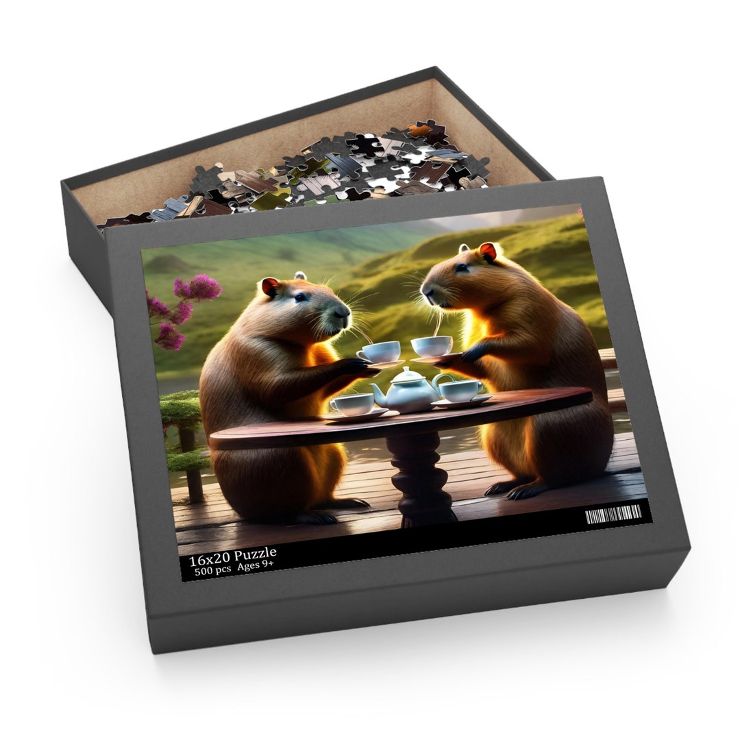 Puzzle, Capybara Tea Party Jigsaw Puzzle, Fun Family Jigsaw Puzzle ...