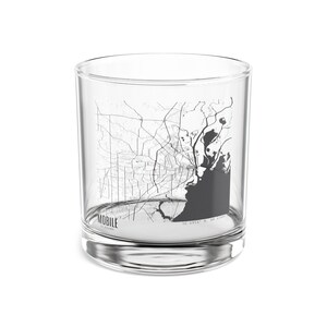 Kaart van mobiel, cocktailglas Alabama, kaart van mobiel Alabama Rocks Glass, uniek cadeau Alabama, kaart van Alabama, cadeau mobiel Alabama