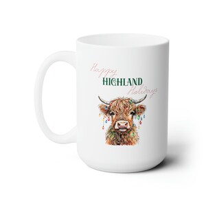 Highland Cow Christmas Mug/ Merry Christmas Mug/ Christmas Gift/ Cow Holiday Mug/ Watercolor Art Mug/ Friend Gift/ Cute Gift Mug/ Mom Gift