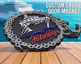 Personalized Anchor Cruise Door Magnet | Custom Wooden Magnet for Cabin Decor