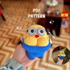 MINI0N CHI CHON  a crochet - Personaje amarillo con lentes, PDF pattern