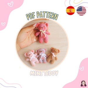 Crochet mini bear pattern, Amigurumi bear pattern, Crochet tutorial, Crochet bear digital pattern