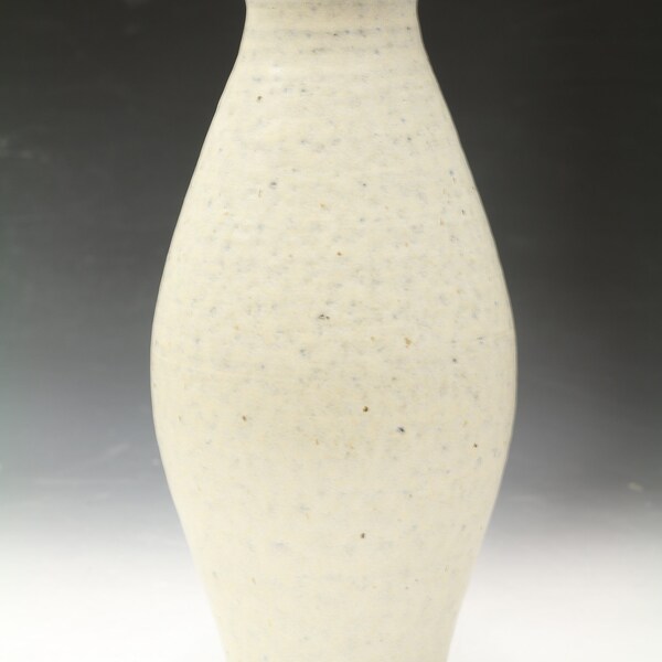 handmade pottery budding flower vase, off-white satin