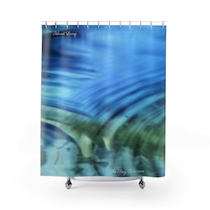 Tenda da doccia blu oceano, tranquillità rilassante, arredo bagno, tema costiero, accessori per la casa ispirati al mare, doccia in stile casa sulla spiaggia