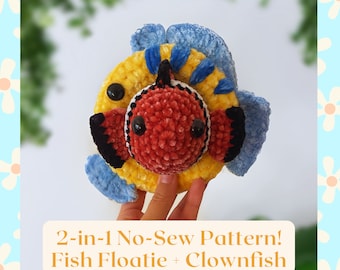 2-in-1 Crochet Pattern: No Sew Clownfish + No Sew Fish Floatie
