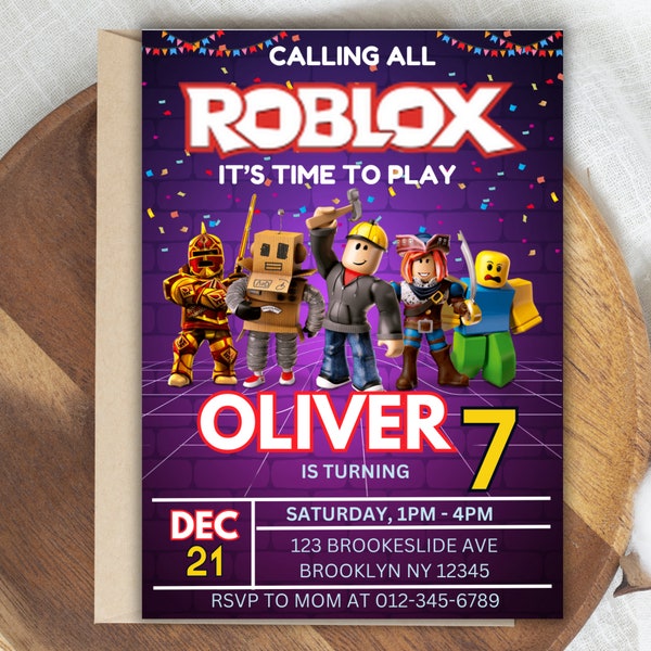 Roblox Birthday Invitation, Roblox Gamer Party, Roblox Video Game Birthday Invitation, Boys Roblox Disco Birthday Celebration