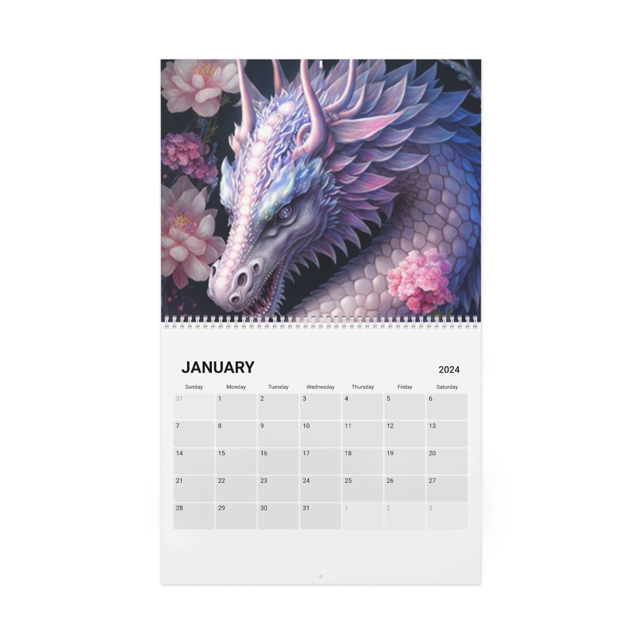 2024 Dragon Monthly Wall Calendar Planner, 2024 Chinese Dragon Calendar