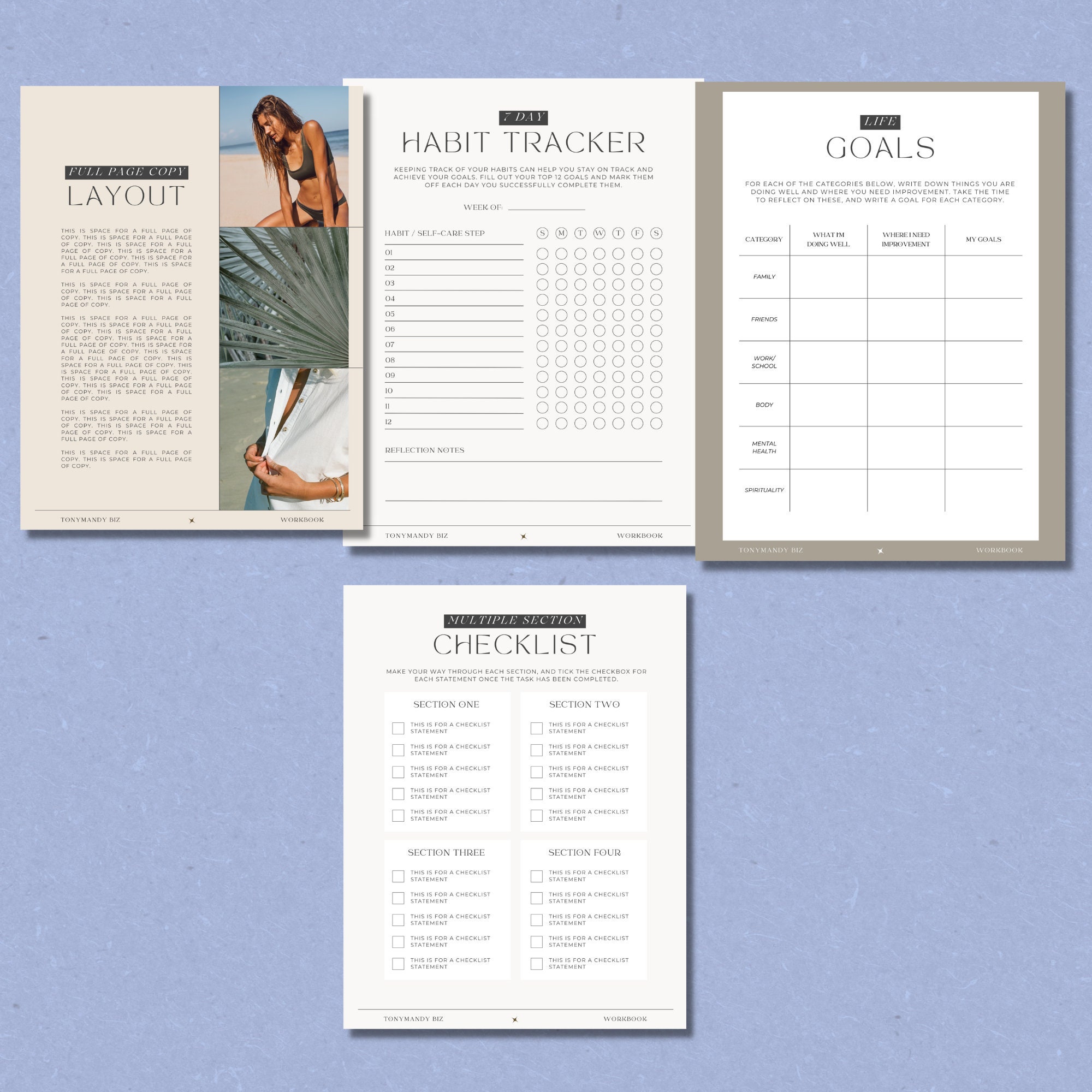2024 Self Care Workbook Planner, 2024 Calendar Template, 2024 Printable