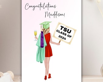 Tarjeta personalizada Graaduation 2024, tarjeta de graduación personalizada, tarjeta de felicitación de graduación, postal estándar de posgrado de felicitaciones