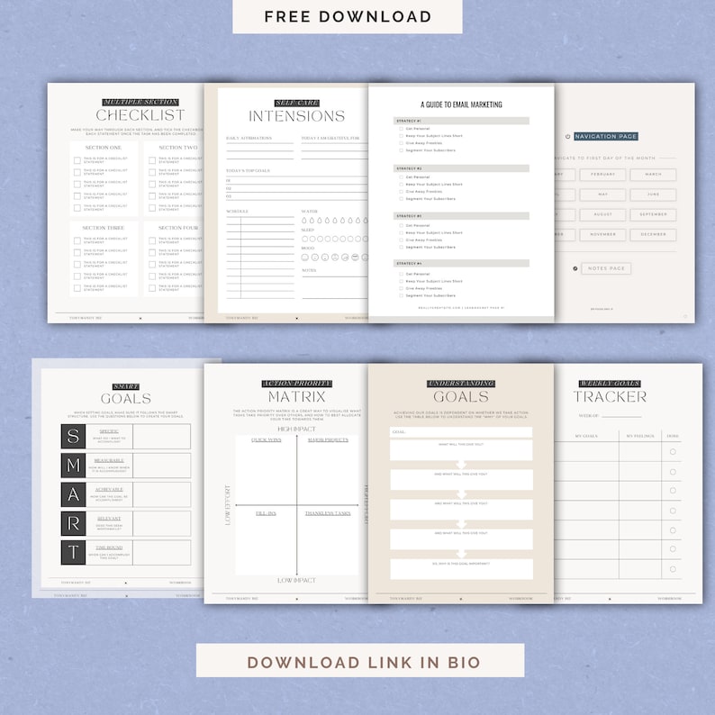 2024 Self Care Workbook Planner, 2024 Calendar Template, 2024 Printable