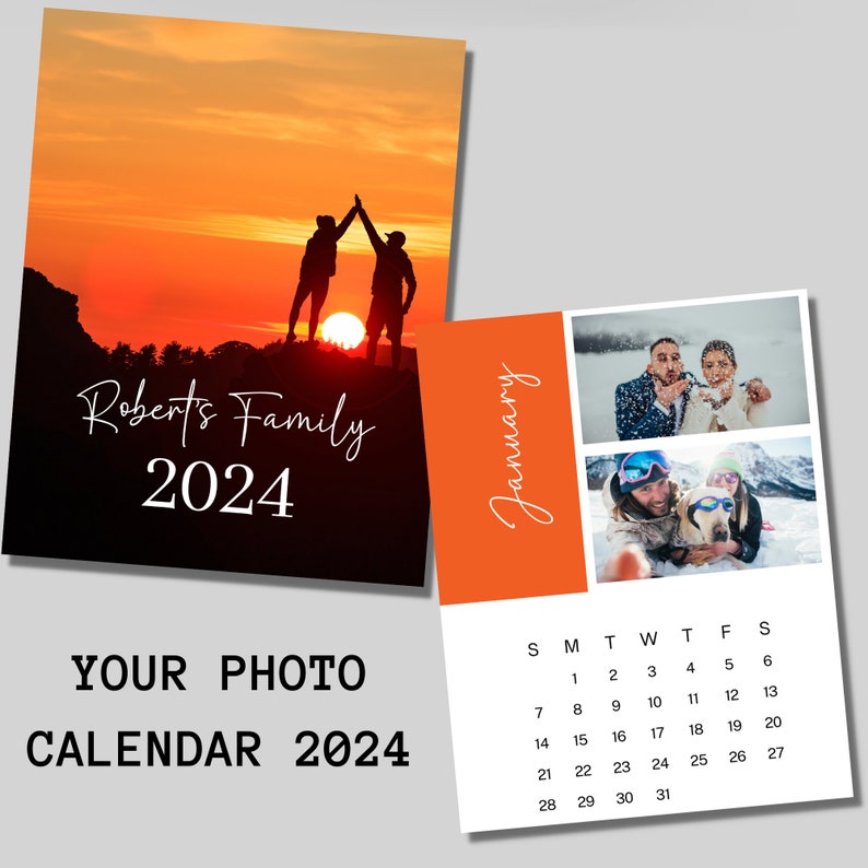 Editable 2024 Photo Calendar Template, Canva, Photo Printable Calendar