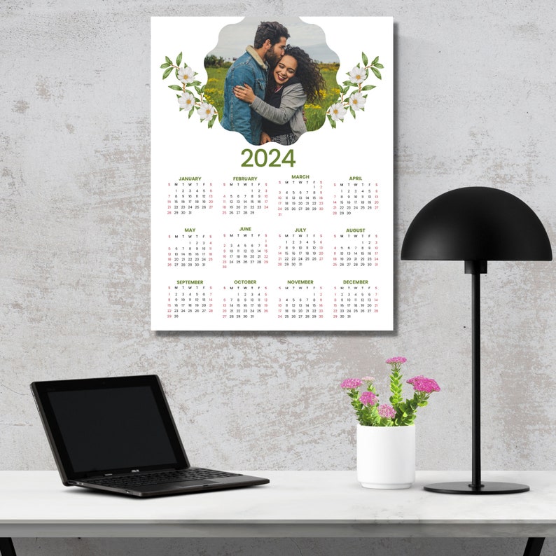2024 Photo Calendar Template, Canva, Photo One Page Printable Calendar