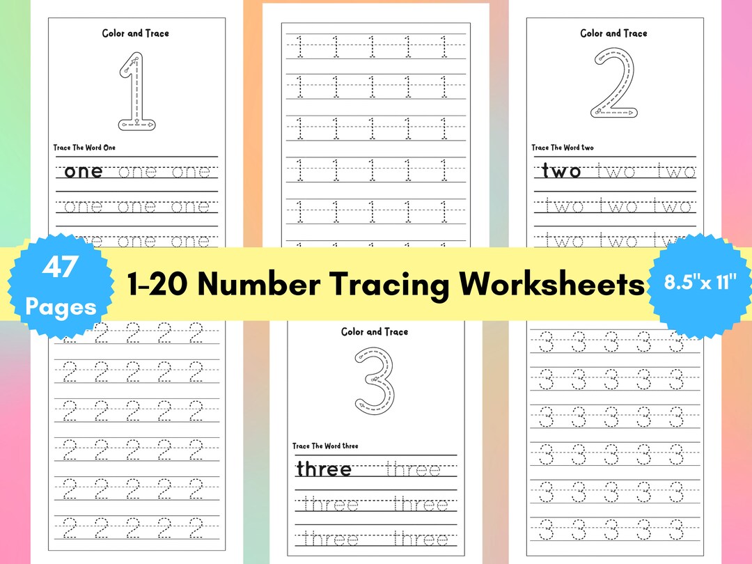1-20 Number Tracing Worksheets | 47 Pages of Printable Number ...