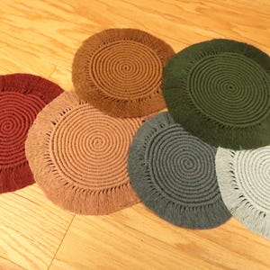 Large Round Woven Coaster | Macrame Trivet & Small Placemat | Handmade geometric pattern Table Decor