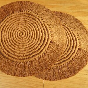 Large Round Woven Coaster | Macrame Trivet & Small Placemat | Handmade Table Decor (Set of 2)