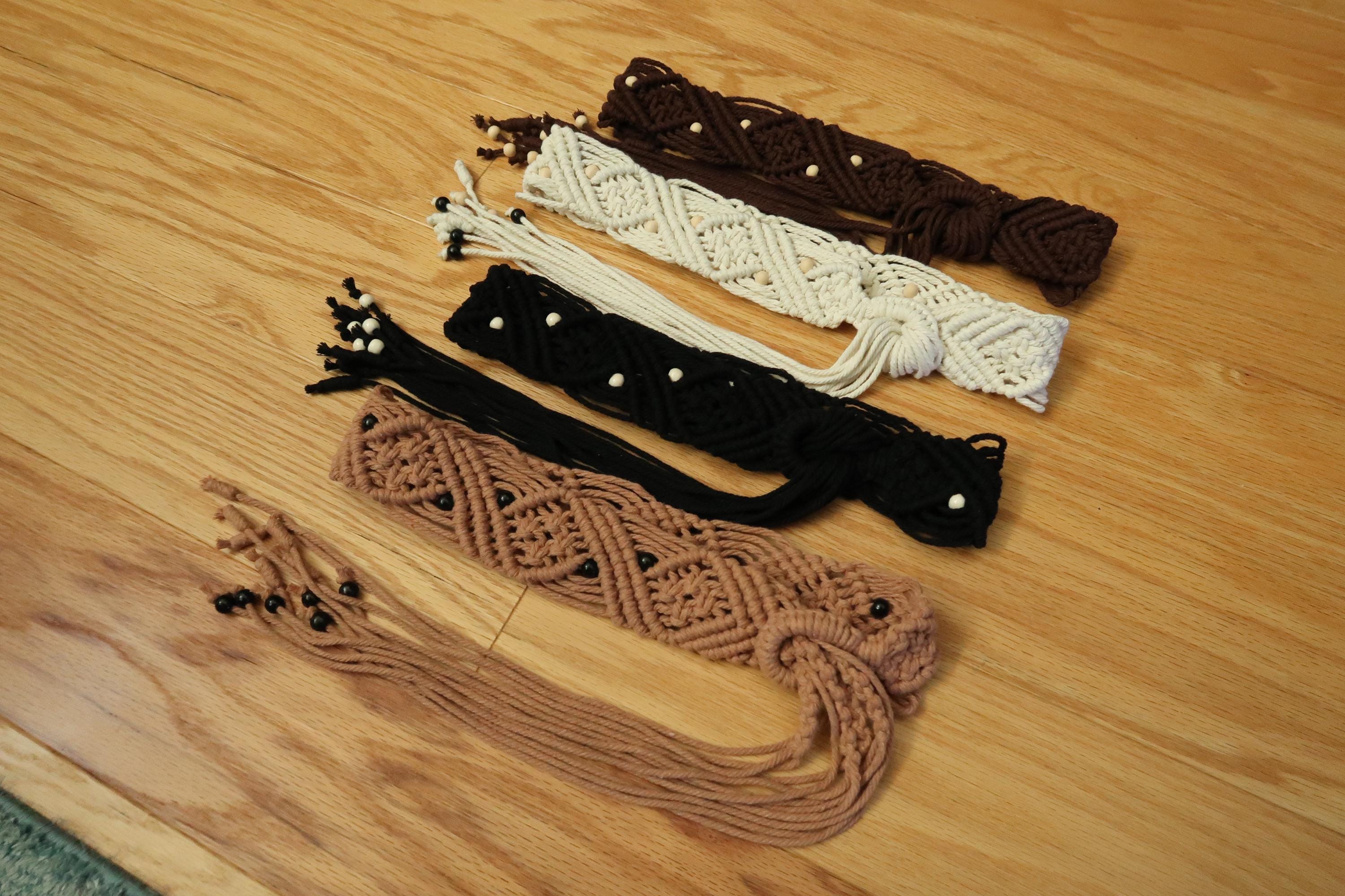 Ceinture Large Extensible Style Boho Chic - Plumes Et Métal Marron - Taille S/M