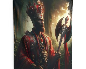 Gobeläng - Shango | Panel De Trono | Regla De Ocha | Heminredning | Santeria | Väggbonad | Väggkonstgobelänger | Andliga gåvor