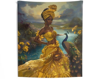 Tapiz - Oshun / Panel De Trono / / Regla De Ocha / Impresión de arte de pared / Tapices de arte de pared / Arte de pared de decoración del hogar / Arte de pared / Arte espiritual