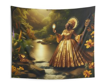 Tapiz - Oshun / Panel De Trono / Regla De Ocha / Impresiones de arte de pared / Arte de pared de decoración del hogar / Tapiz colgante de pared / Tapiz de pared interior
