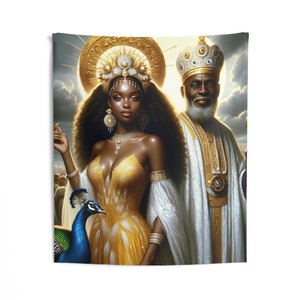Tapisserie - Oshun Obatala | Regla De Ocha | tenture murale | Impression d&#39;art mural | Décoration murale d&#39;intérieur | Santéria | Cadeau spirituel