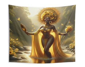 Tapiz - Oshun / Panel De Trono / Regla De Ocha / Home Decor Wall Art / Tapiz colgante de pared / Tapices de arte de pared / Yoruba / Santería