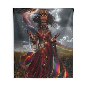 Tapisserie - Oya | Panneau De Trono | Regla De Ocha | Décoration murale d&#39;intérieur | tenture murale | Tapisseries murales | Yoruba | Santéria