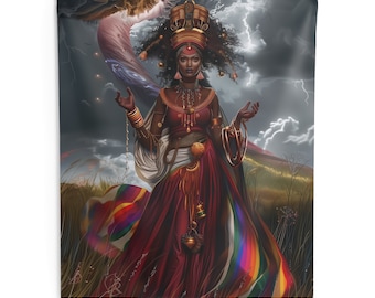 Tapestry - Oya | Panel De Trono | Regla De Ocha | Home Decor Wall Art | Wall Hanging Tapestry | Wall Art Tapestries | Yoruba | Santeria