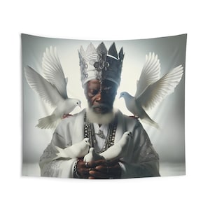 Obatala | Panneau De Trono | Regla De Ocha | Décoration murale d&#39;intérieur | Tapisseries murales | Santéria